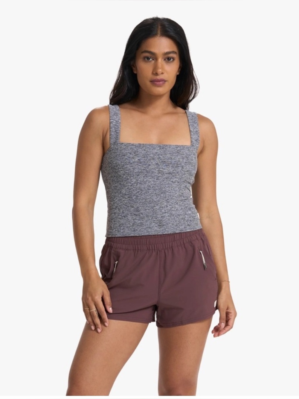 Vuori Elevation Square Neck Tank Top Heather Grey Womens Size L